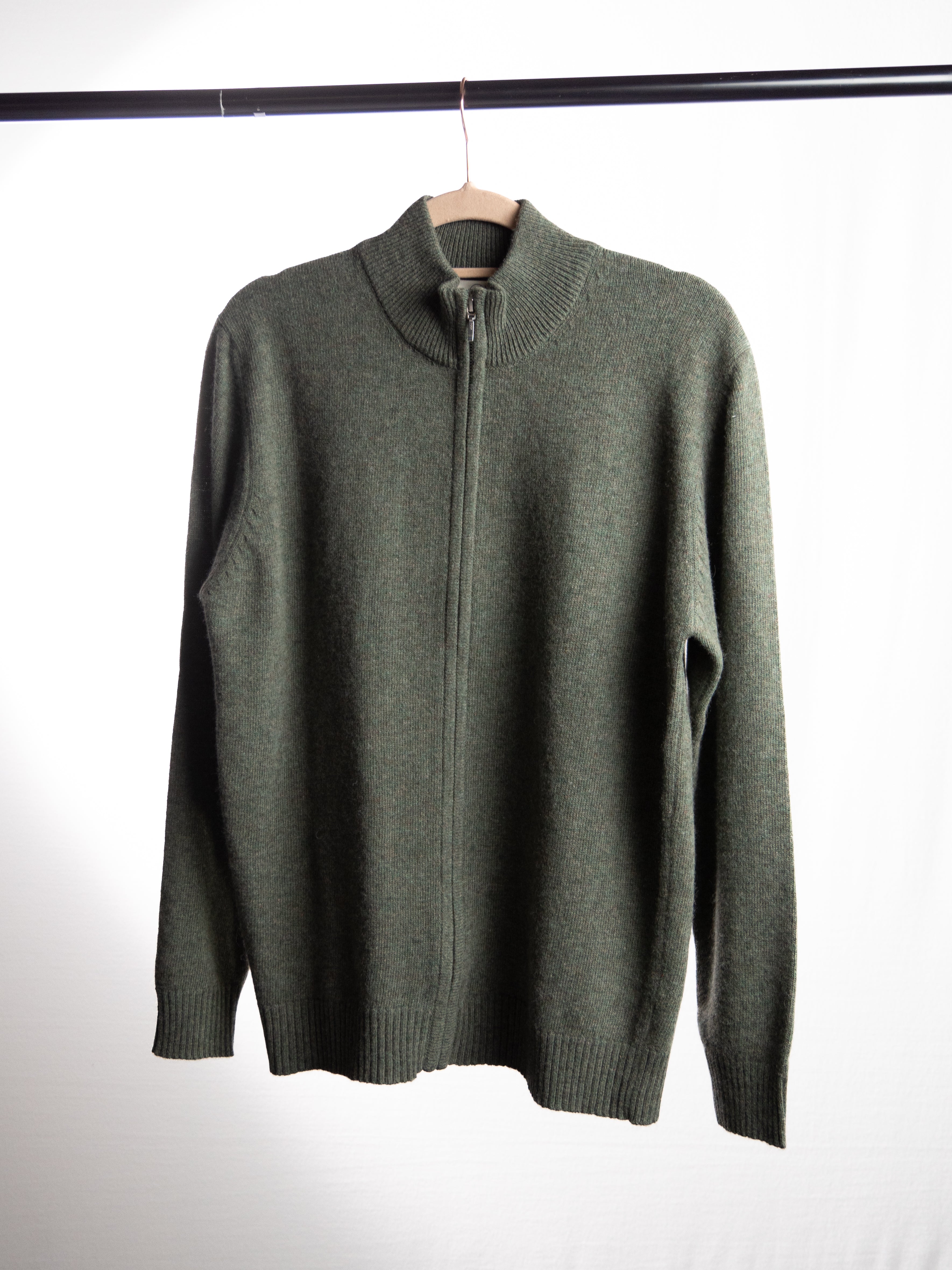 Mens Lambswool Cardigan with Zipper